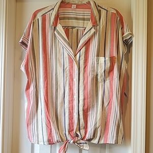 Old Navy Striped Tie Front Blouse